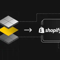 Schemat architektury headless ecommerce: warstwy Frontend, API i Backend łączą się z Shopify Plus.