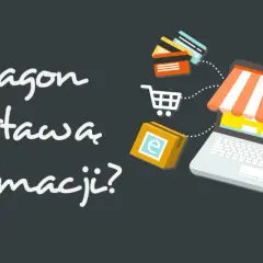 Paragon jako podstawa reklamacji? Grafika przedstawia laptop z markizą sklepu, koszyk, karty płatnicze i paczkę z literą "e".