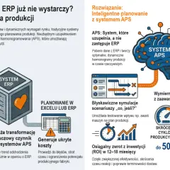 System ERP dla produkcji to serce firmy, ale nie jej mózg planistyczny. APS uzupełnia ERP, tworząc dynamiczne harmonogramy produkcji.